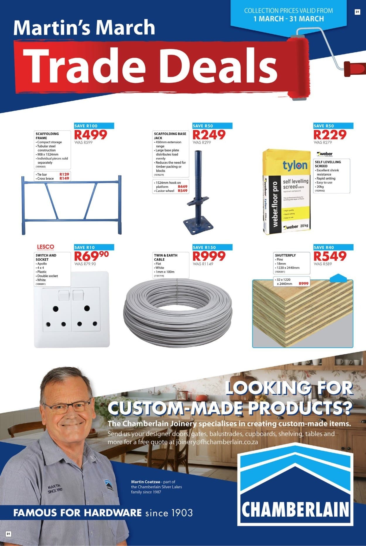 Chamberlain Specials 01 Mar - 31 Mar